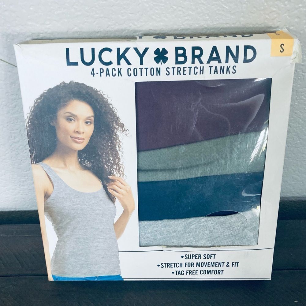 Lucky Brand 4-Pack Cotton Stretch Tank Tops Undershirts S